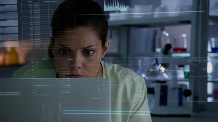 Woman Scientist Analyzing Data in a Laboratory