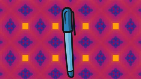 animation of pen over pattern on pink background