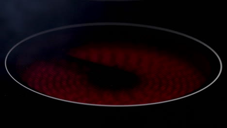 a shot of an electric hob or stove heating up and turning red