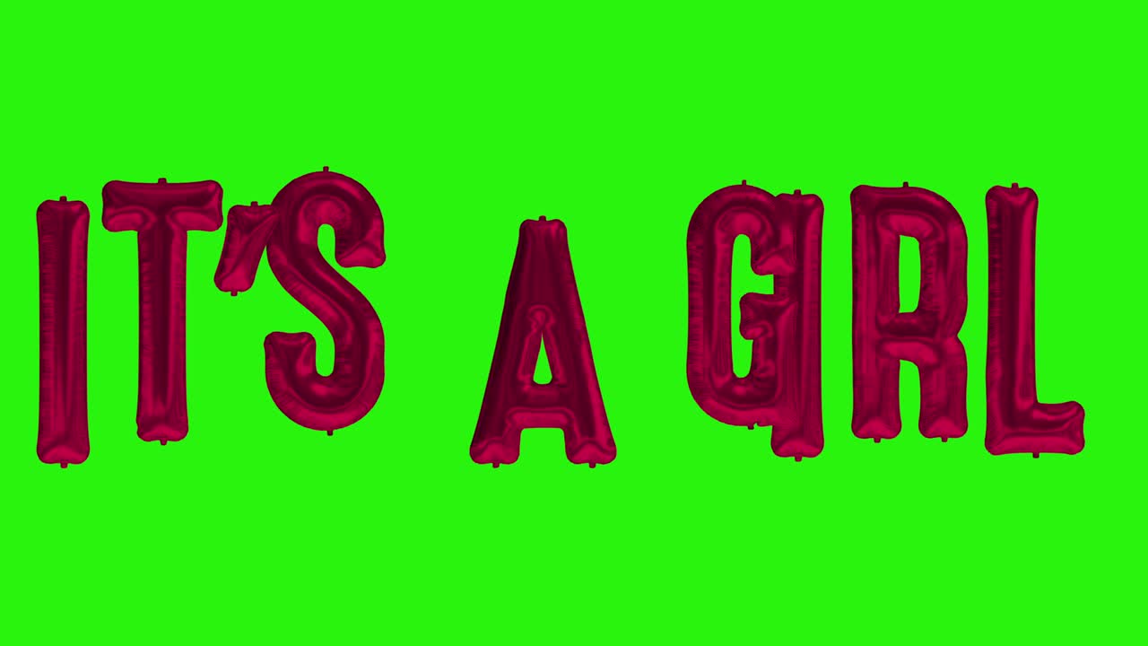 빨간색 단어: 초록색 화면에 헤리움 포일 풍선을 떠다니는 소녀