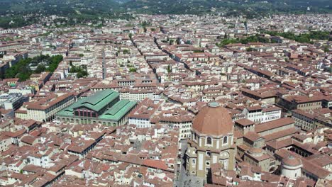 increíble vista de drones del centro histórico de florencia, italia