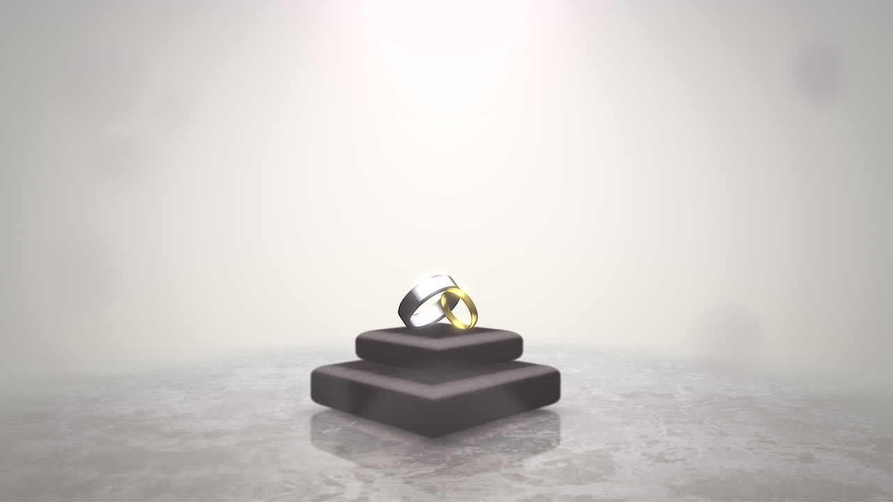 모션 배경 2와 결혼식 날짜에 사랑의 근접 촬영 반지