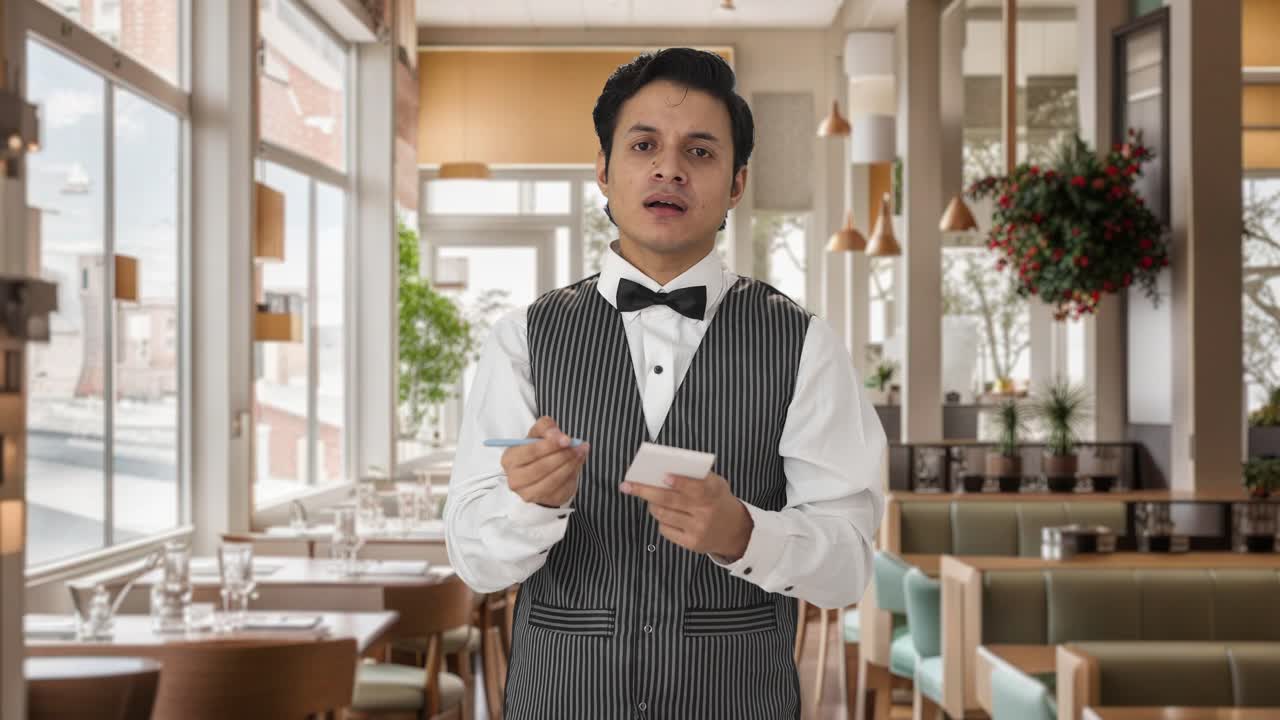 挫折したインディアンウェイトが注文を書いています