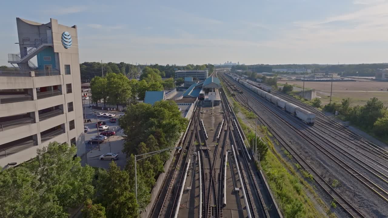 Doraville subway station on New Peachtree road, Atlanta, Georgia, Drone shot