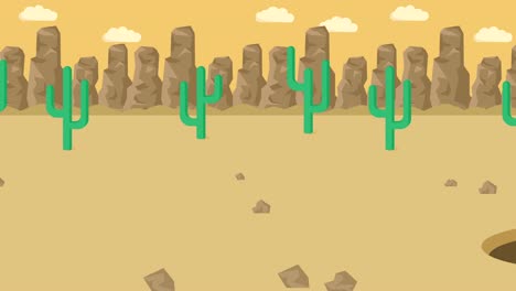 la mujer de negocios cae en el agujero. el fondo del desierto. el concepto de riesgo. ilustración de bucle en estilo plano.