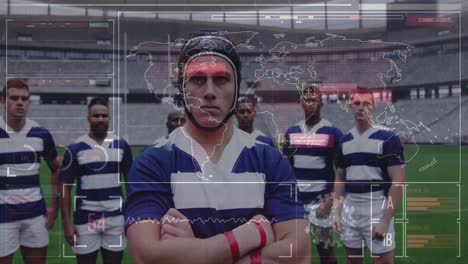 Animation-of-digital-interface-with-covid-19-medical-data-processing-over-rugby-players