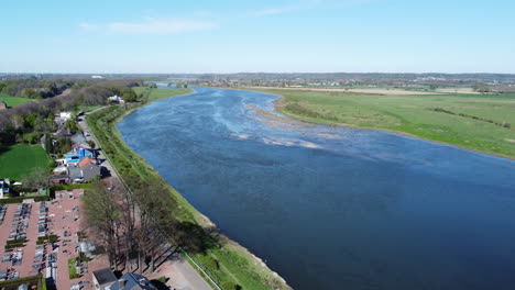 pristine river meuse, lanaken, border belgium and netherlands aerial