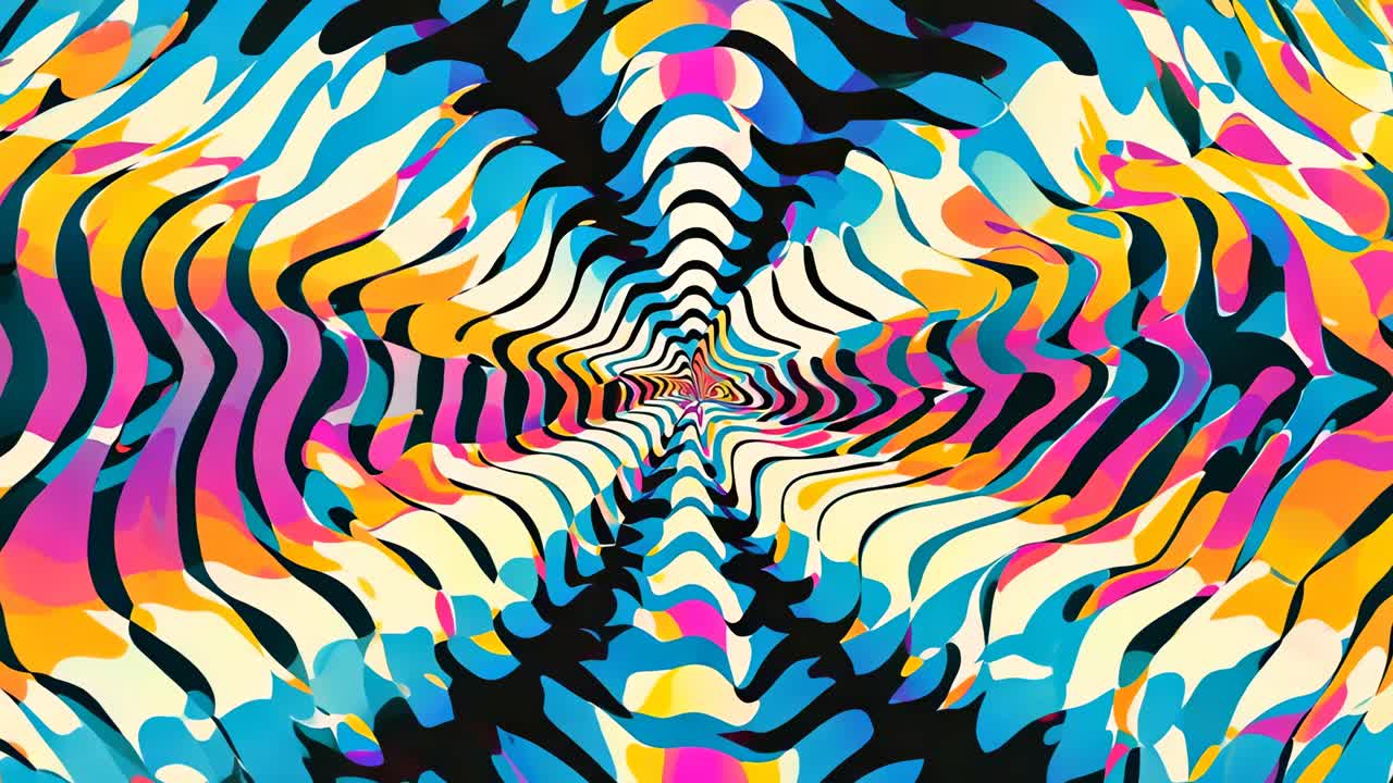 Concetto video psichedelico con linee ondulate e colorate che creano un motivo ipnotico