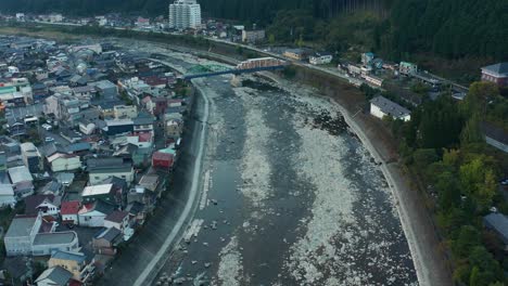 hida river running through gero onsen, hot spring resort town, gifu japan