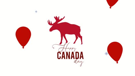 happy canada day lettering with moose and balloons helium