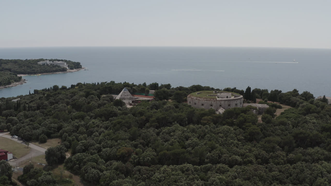 Aerial View of a Fortress on a Coastal Island