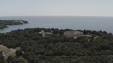 aerial view of a fortress on a coastal island