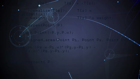 animation of data processing on screen and network of connections