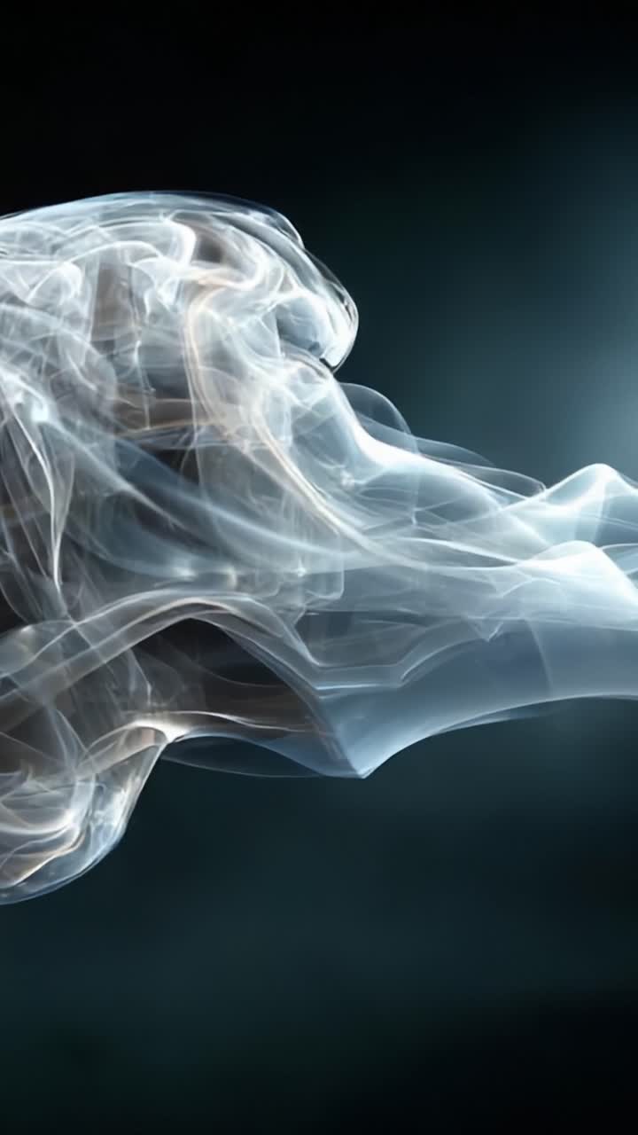 A Captivating Dance of Ethereal Smoke Waves: Capturing the Fluid Motion and Soft Transitions of Smoke in a Dark Background, Invoking an Airy and Mystical Atmosphere