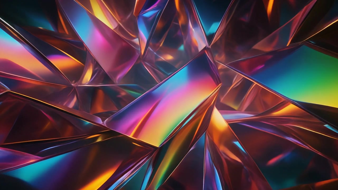Sfondo Astratto di Frammenti di Vetro Geometrici Iridescenti.