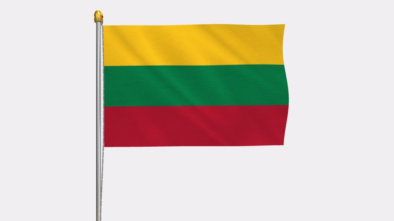 vídeo en bucle de la bandera de lituania revoloteando en el viento, vídeo en cámara lenta de 4k, con canal alfa