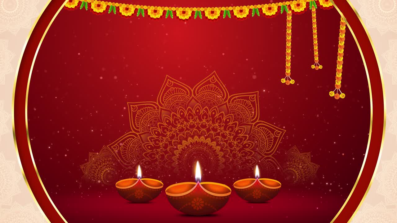 Design decorativo per la festa di Diwali con particelle scintillanti che rivelano il festival, con lampada a olio.