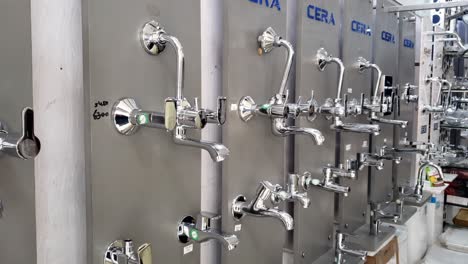 variety of cera bathroom faucets and taps on display
