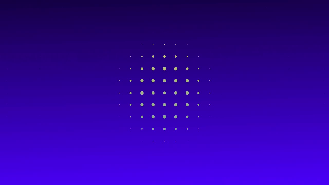 animación de un círculo hecho de puntos que se mueven contra un fondo azul