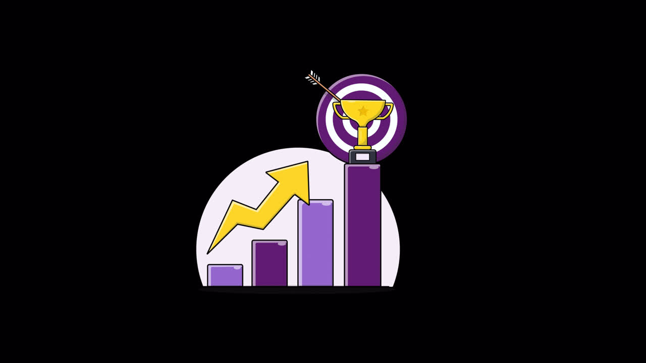 Animeret søjlediagram, der viser vækst og succes