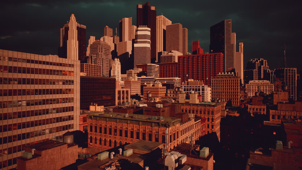 해가 지는 도시 풍경