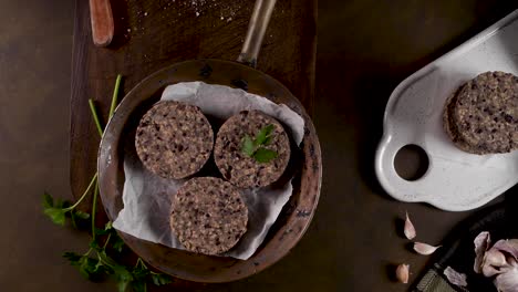 raw veggie burger with black beans