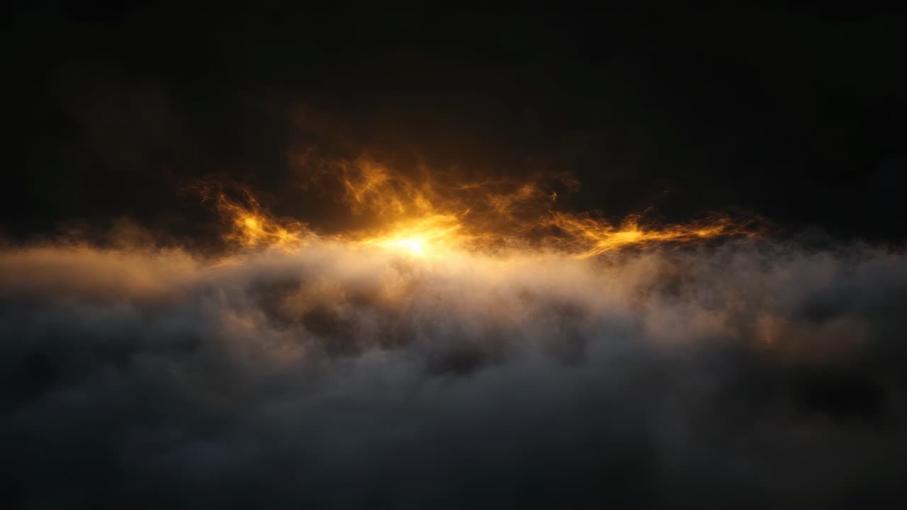 Dramatic low-angle shot of fiery clouds against a dark sky, creating a cinematic atmosphere ideal