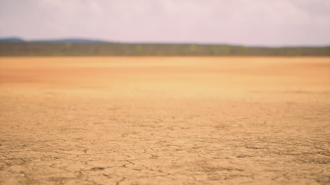 Dry cracked earth under a vast sky in a remote landscape during daytime