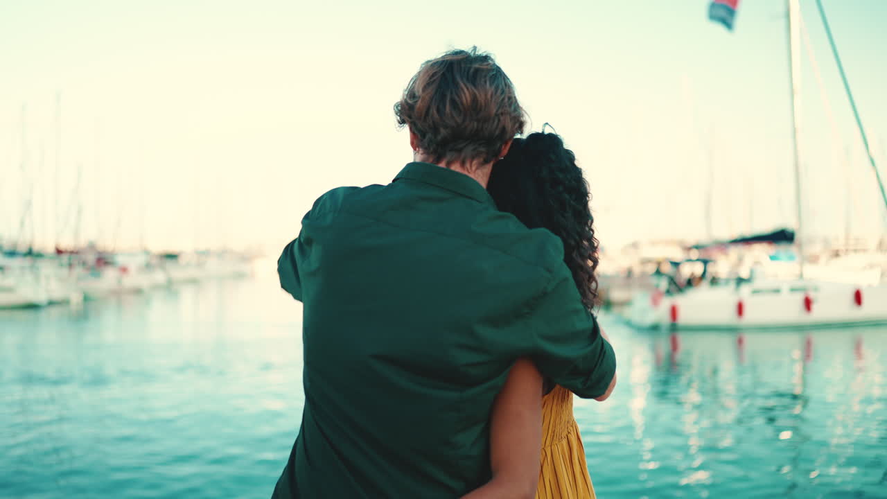 Couple Embracing in a Marina