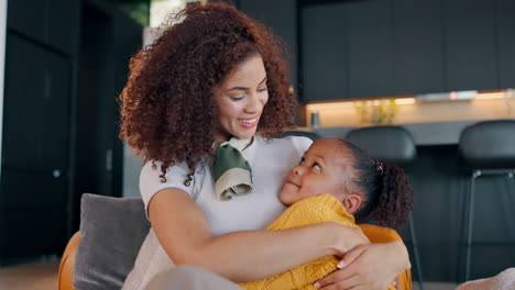 a mother and daughter share a loving embrace at home