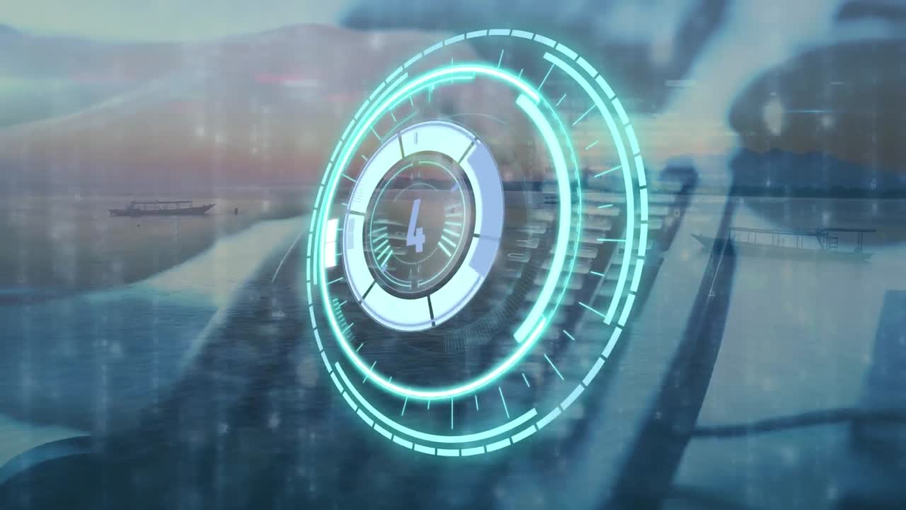 animación del escaneo del alcance y el procesamiento de datos sobre las manos escribiendo en el teclado