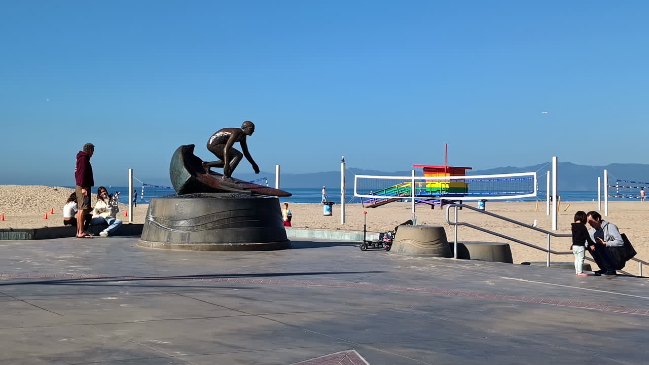Surfer Statue on the Beach