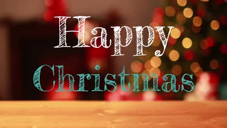 happy christmas and flickering fairy lights