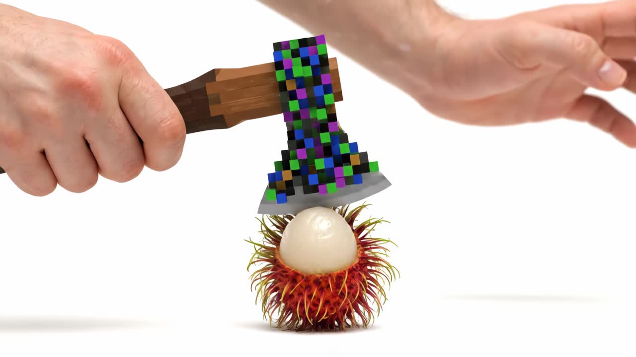 Minecraft Axe Smashing Rambutan