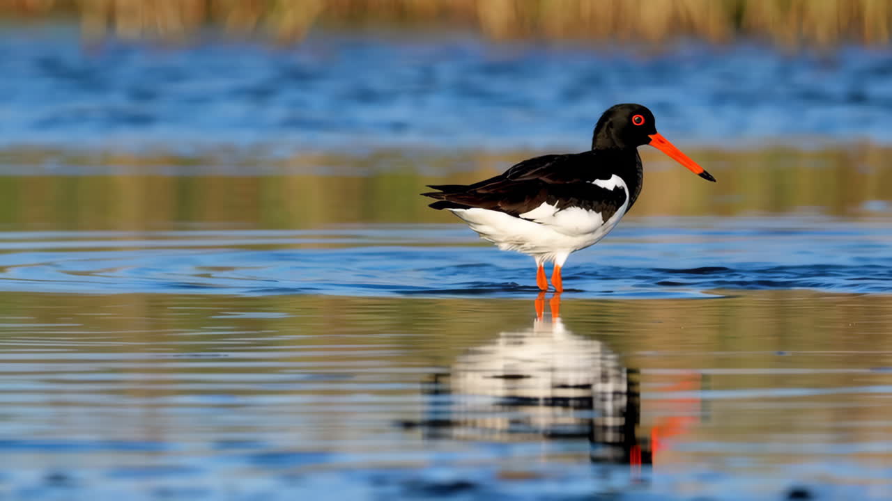 Eurasian Oystercatcher in Water with Reflection