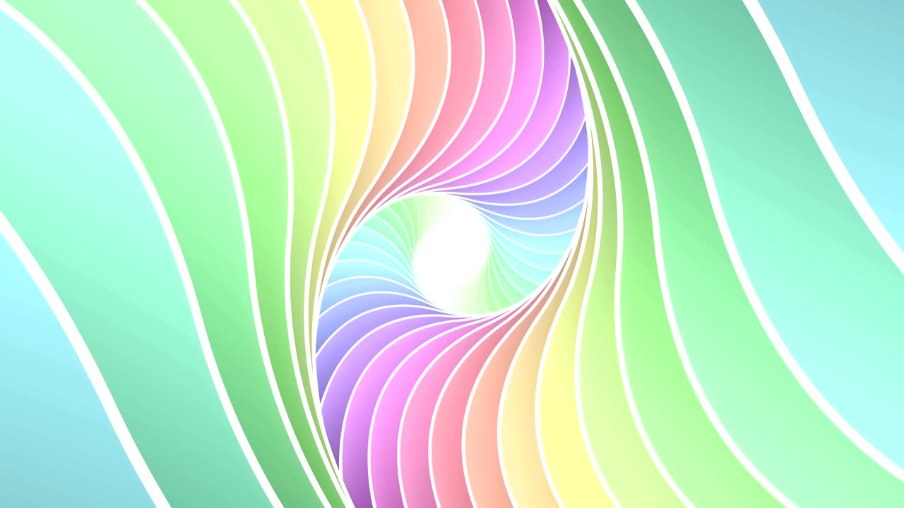 추상적인 우아한 색 곡선 나선형 모양 원활한 루프 애니메이션 배경