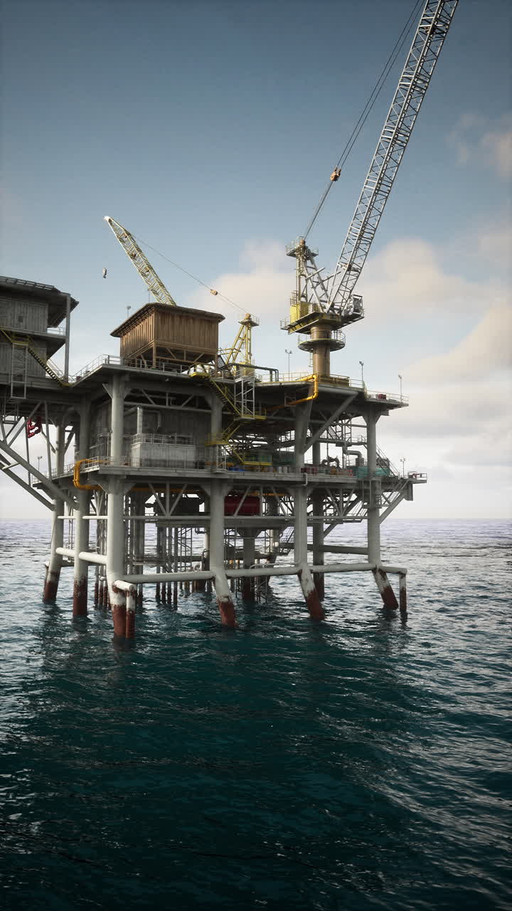 En olieplatform i havet