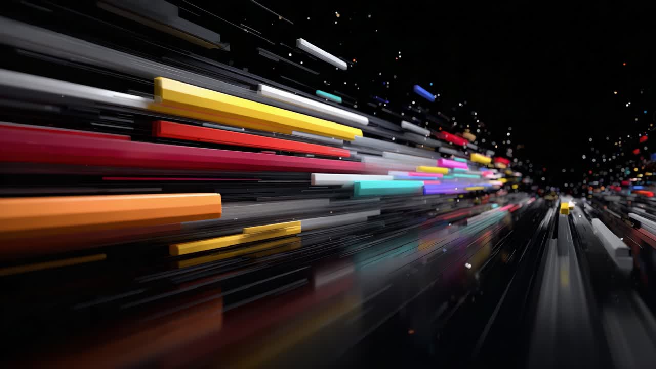 Dynamic Motion Abstract Art Representing Speed and Energy with Colorful Streaks and Blurred Lines Against a Dark Background