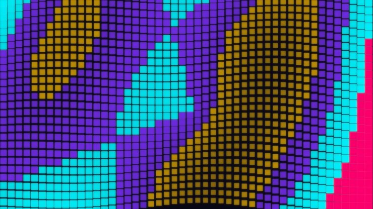 Sfondo animato astratto con griglia di pixel colorati ondulati