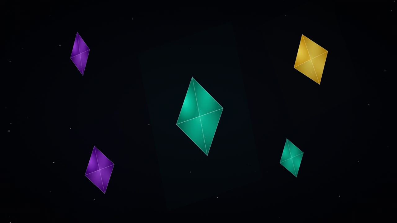 Abstract Animation of Rotating Geometric Diamond Shapes in Space