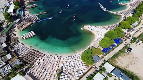 aerial view of a beautiful beach with clear turquoise water