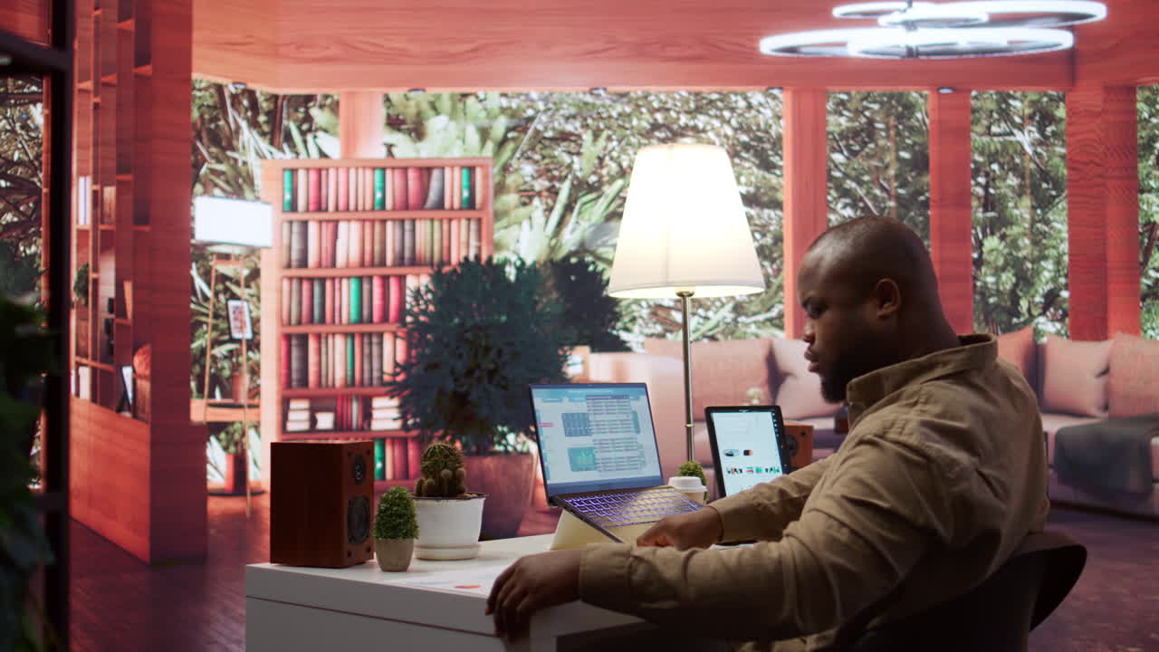 Entrepreneur examining accountancy data reports within the business operations