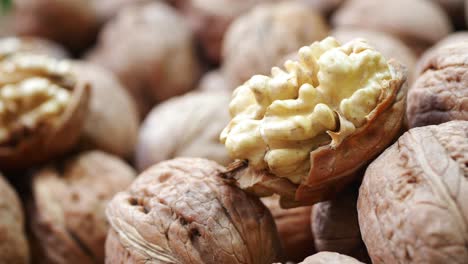 closeup of stacked walnuts