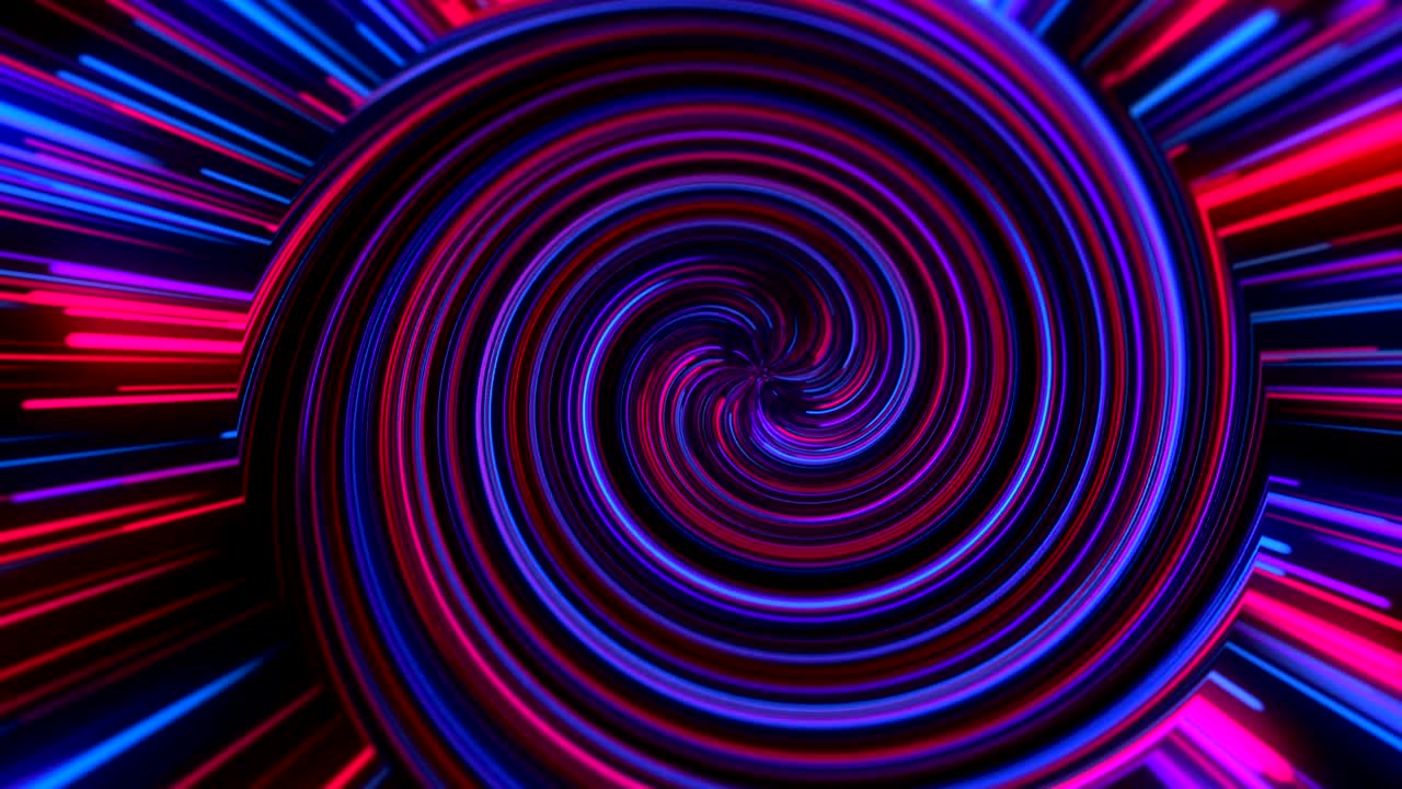 animación abstracta de neón, círculo de luz luminosa, láseres y líneas. fondo color fucsia