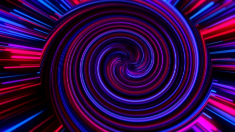 abstrakte animation von neon, leuchtendem lichtkreis, lasern und linien. hintergrund fuchsiafarbe