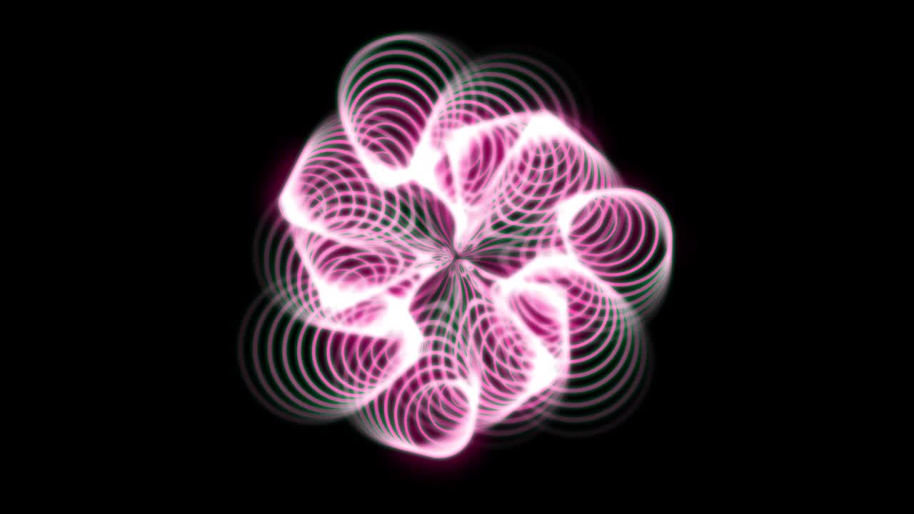 animación de formas geométricas abstractas. un fondo lleno de imaginación y creatividad. el fondo es negro. el color es rosa.