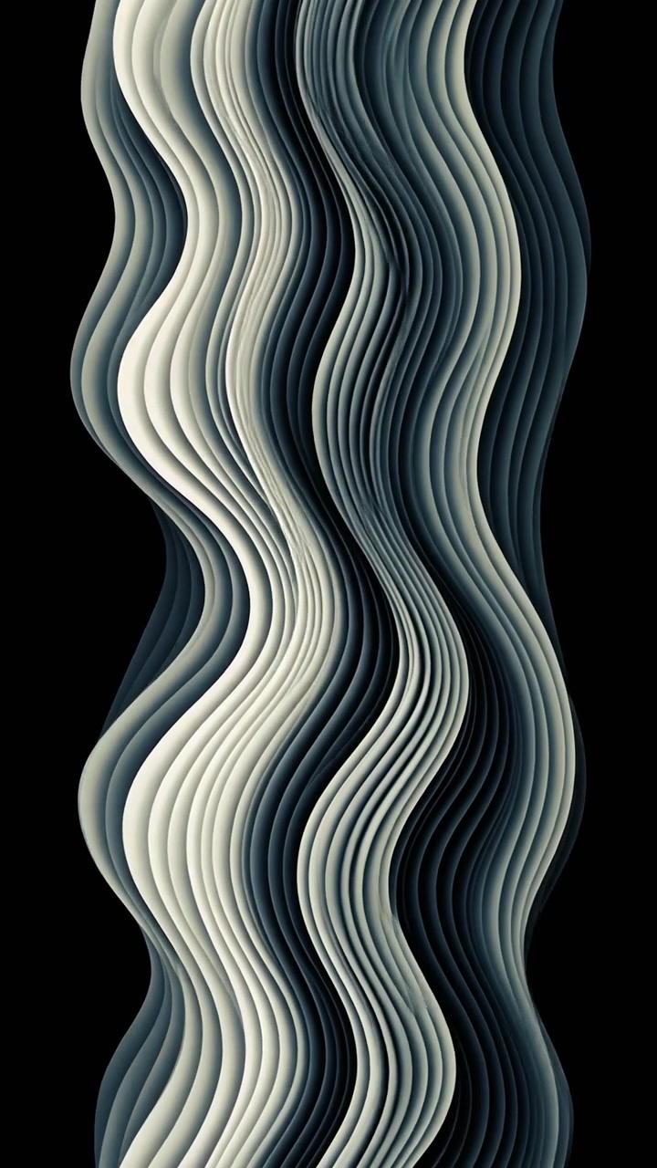 Dynamic Abstract Wavy Lines in Grayscale Seamless Loop