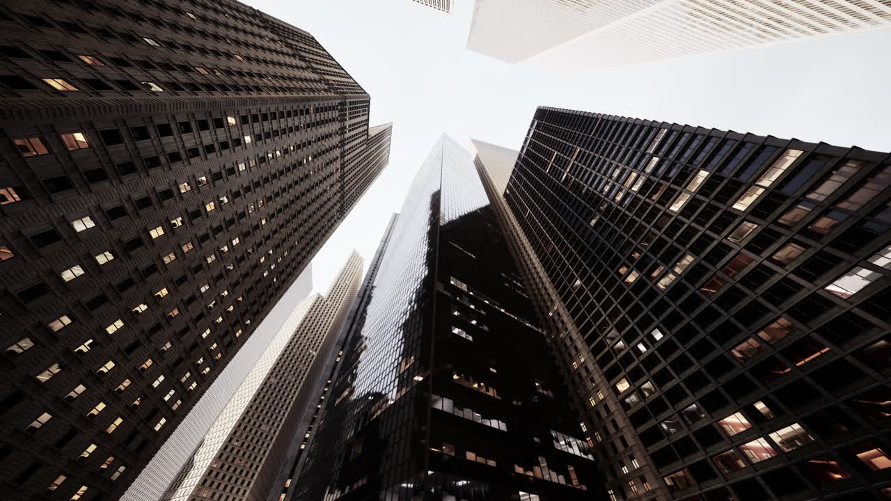 una vista de bajo ángulo de rascacielos en una ciudad