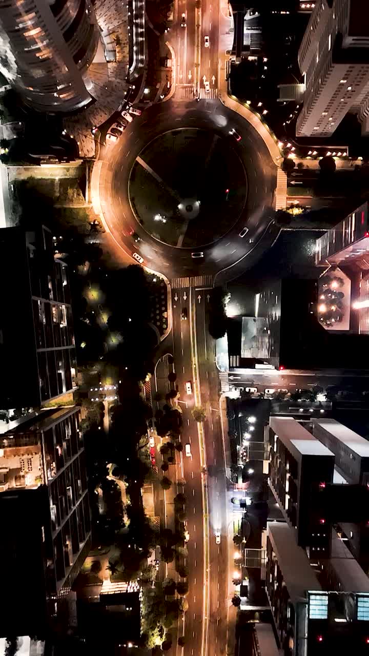 Santa Fe's cityscape captured in vertical drone images taken at night