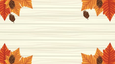 hola animación de otoño con marco de hojas